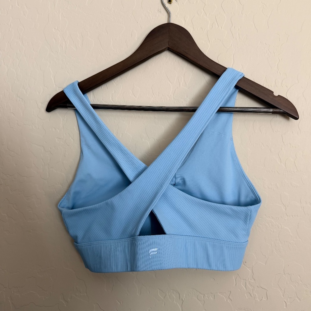 Blue Ribbed Cross-Back Sports Bra Gymshark - Picture 4 of 4